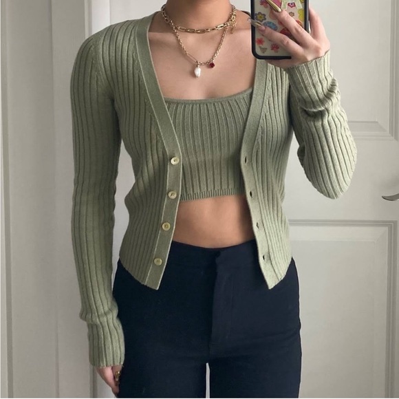 Wilfred Sweaters - Wilfred Sz XS Manila Cardigan in Sage Green wool cotton blend